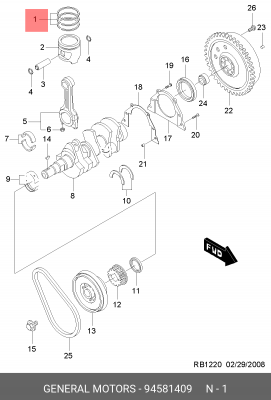 КОЛЬЦА ПОРШНЕВЫЕ СТД. НА 1 ПОРШЕНЬ 94581409 94581409 DAEWOO