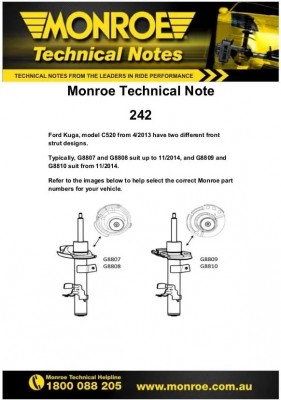 амортизатор передний левый!\ Ford Kuga 2.0 13> G8810 MONROE