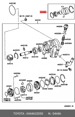 рем.к-кт насоса ГУР!\ Toyota Camry 01>/ Land Cruiser Prado 03> 04446-32050 TOYOTA