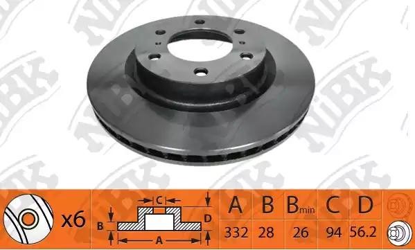 Диск тормозной MITSUBISHI PAJERO IV 07- передний D332мм RN1400 RN1400 NIBK