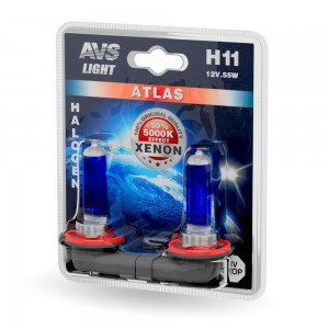 Лампа галогенная H11 12В 55 Вт (5000К) кт.2шт. AVS ATLAS A78565S A78565S AVS