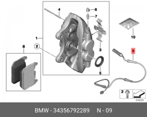 Датчик износа тормозных колодок BMW 1 (F20,F21),3 (F30,F31) передний OE 34 35 6 792 289 BMW
