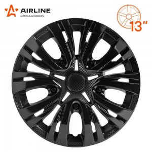 Колпаки колесные декоративные R13 черный глянец "AIRLINE" Лион (2 шт.) (карбон) AWCC-13-04 AIRLINE