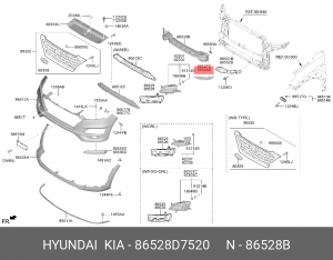 ОКАНТОВКА БАМПЕ HYUNDAI/KIA 86528D7520 HYUNDAI KIA