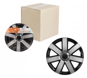 Колпаки колесные декоративные R14 серебро/черный/карбон "AIRLINE" Гелакси Т (2 ш AWCC-14-23 AIRLINE