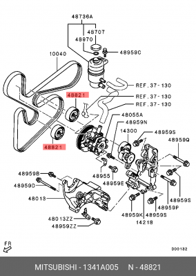 Ролик приводного ремня MITSUBISHI Outlander XL обводной OE 1341A005 MITSUBISHI