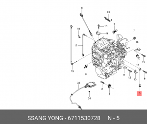 Датчик детонации SSANGYONG Actyon (10-),Actyon Sports (12-),Rexton (12-) (D20) O 6711530728 SSANG YONG