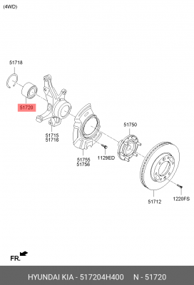 Подшипник ступицы HYUNDAI Grand Starex передней OE 517204H400 HYUNDAI KIA
