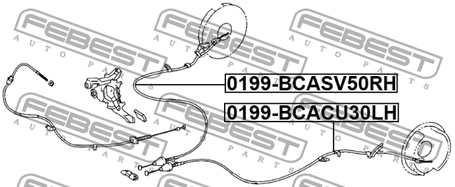Трос ручника левый LEXUS RX 03-08 0199-BCACU30LH 0199-BCACU30LH FEBEST