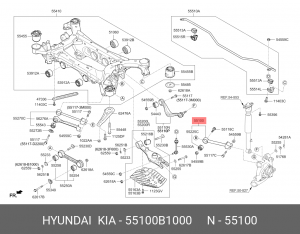 Рычаг подвески HYUNDAI G80 (16-),G90 (16-) задний поперечный верхний левый/правы 55100B1000 HYUNDAI KIA