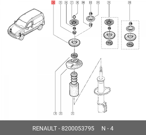 Опора амортизатора RENAULT Clio (98-05) переднего OE 8200053795 RENAULT
