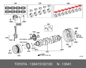 вкладыши шатунный!\ Toyota Land Cruiser 02-09 13041-51021-02 TOYOTA