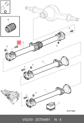 болт !M12x1.25x45 -10.9\ Volvo, RVI 20734491 VOLVO