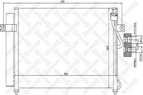 AVA HY5090=OEHY-976061C350 !радиатор конд.\ Hyundai Getz 1.6 AT 02> 10-45028-SX STELLOX