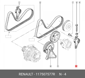 Ролик приводного ремня RENAULT Megane (99-03) натяжной OE 11 75 075 77R RENAULT