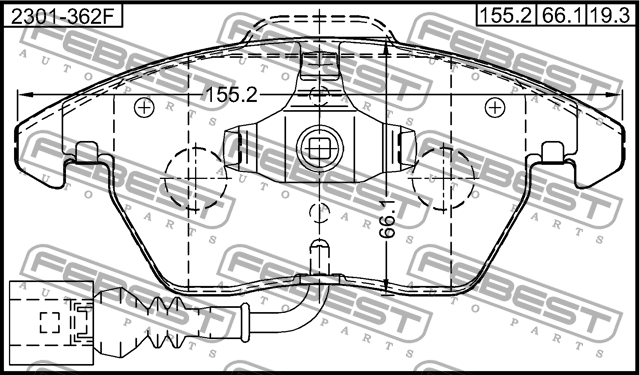 Колодки передние SKODA OCTAVIA (1Z), RAPID, VW PASSAT 06-15 2301-362F 2301-362F FEBEST