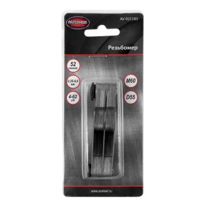 Резьбомер метрический 0.25-6.0мм, дюймовый 4-62TPI 52 шаблона AV STEEL AV921183 AV STEEL