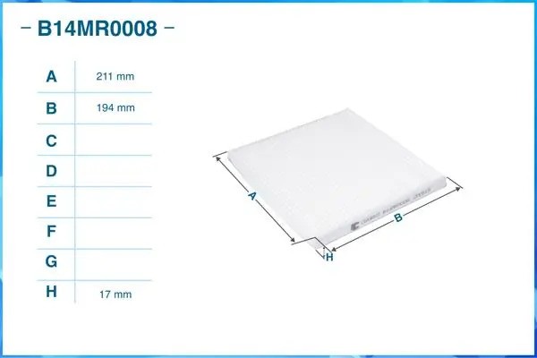 Фильтр салонный пылевой B14MR0008 B14MR0008 CWORKS