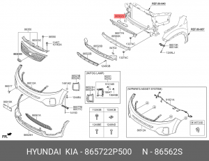 865722P500 УСИЛИТЕЛЬ БАМПЕРА 865722P500 MOBIS