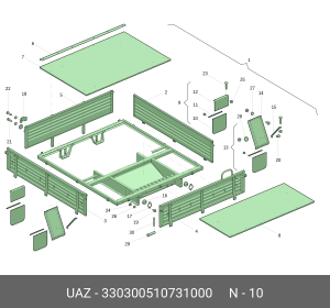 Брызговик УАЗ-452 заднего колеса (ОАО УАЗ) 330300510731000 UAZ UAZ