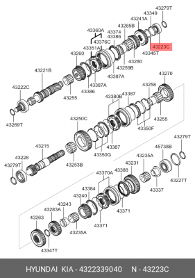 Подшипник коробки передач 43223-39040 4322339040 HYUNDAI KIA