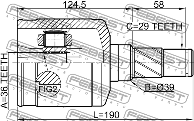 ШРУС внутренний левый NISSAN MURANO Z50 2002-2007 0211-Z50LH 0211-Z50LH FEBEST