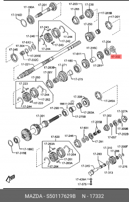 S50117629B ГАЙКА/NUT,LOCK-GEAR S50117629B MAZDA