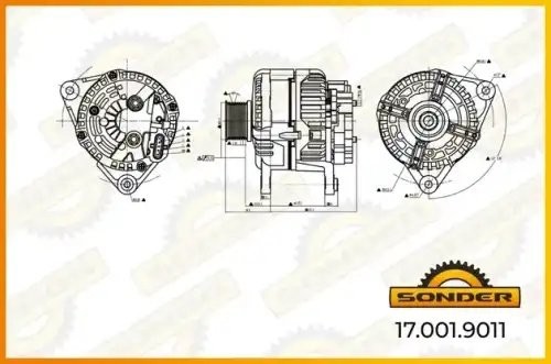 Генератор Premium 28V, 70A со шкивом о.н IVECO 4892318 / MAHLE - MG 812 — 2 года 170019011 SONDER