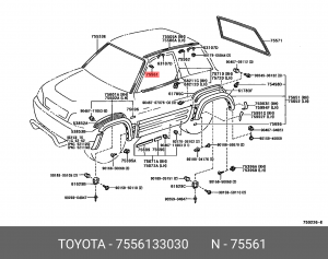 клипса! крепления молдинга водостока\ Toyota Avensis/Aygo 75561-33030 TOYOTA