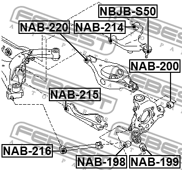 Сайлентблок задн подвески INFINITI FX 02-08 NAB-215 NAB-215 FEBEST