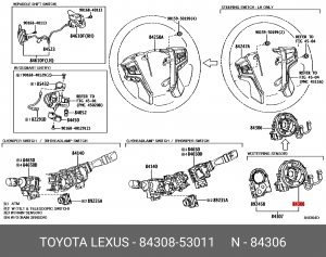 8430853011 КОЛЬЦО КОНТАКТНОЕ РУЛЕВОГО КОЛЕСА 84308-53011 TOYOTA