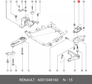 Опора двигателя RENAULT Logan (04-) передняя левая OE 6001548160 RENAULT