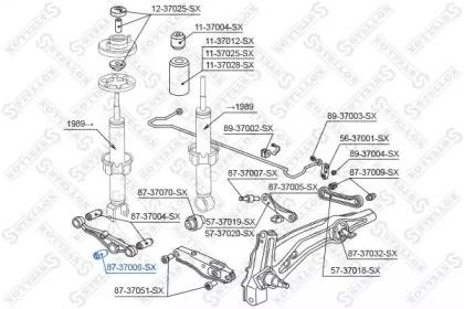 сайлентблок амортизатора!\Honda Civic all 87-91/1.6Vtec 91-95/1.4-1.6 <01 87-37006-SX STELLOX