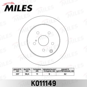Диск тормозной задний D297мм TOYOTA VERSO 09- (TRW DF6319) K011149 K011149 MILES