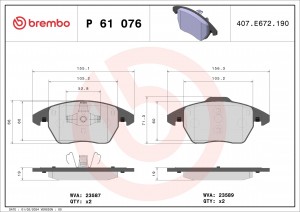 P61076 FDB1728=1030 10 !колодки дисковые п.\ Citroen C4, Peugeot 307/308 1.6-2.0 P61076 BREMBO