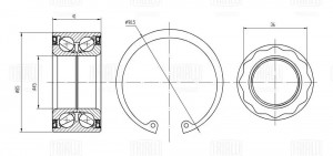Подшипник ступицы BMW 3 E90 (05-) 85мм задн. (кмпл:подш./стоп.кол./гайка) (CS 26 CS 2671 TRIALLI