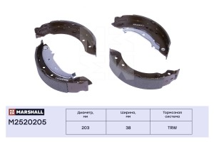 Торм. колодки барабанные задн. Renault Logan I 04-  Clio II 98- Citroen Xsara 97 M2520205 MARSHALL