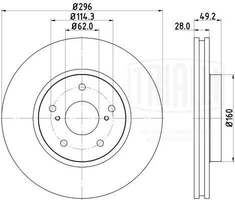 Диск торм. Lexus IS (05-)/IS (13-) перед. d=296 (окраш.) (DF 198004)  2шт DF198004 TRIALLI