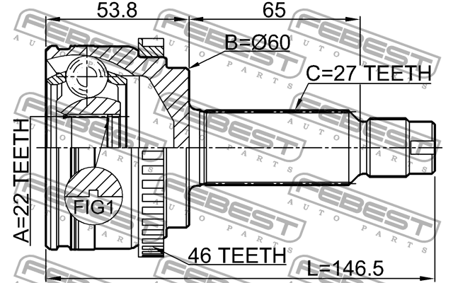 ШРУС внешний KIA SOUL 08- 2210-SOULA46 2210-SOULA46 FEBEST