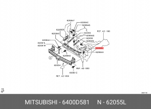 Кронштейн бампера MITSUBISHI Outlander (12-) усилителя переднего левый OE 6400D581 MITSUBISHI