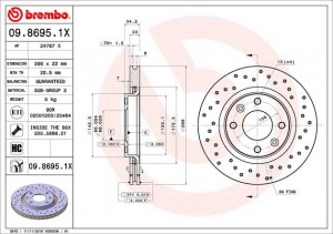 Диск перфорированный Brembo Xtra 09.8695.1X 0986951X BREMBO