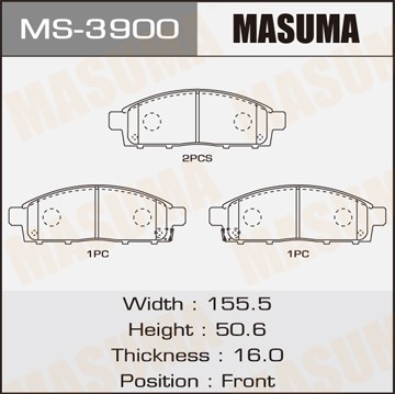 колодки дисковые передние!\ Mitsubishi L200 2.5 06> MS3900 MASUMA