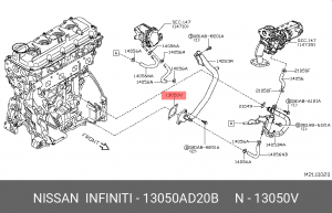 прокладка патрубка сист.охл.!\ Nissan 13050AD20B NISSAN