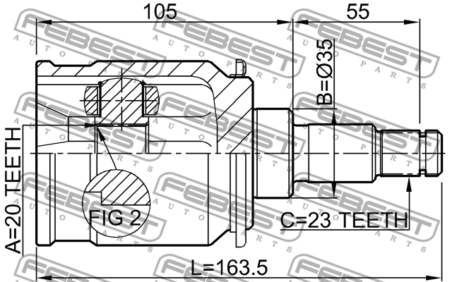 ШРУС задн внутр HONDA CR-V RE3/RE4 2007-2012 0311-RELHR 0311-RELHR FEBEST