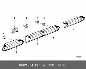 Клипса BMW 3 (E30) молдинга двери OE 51131876128 BMW