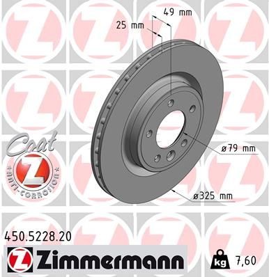 диск тормозной !задн. 325x25/49-5x120 \Land Rover Discovery V/Range Rover IV/Ran 450522820 ZIMMERMANN