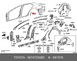 защитная накладка задней боковины кузова задняя правая!\ Toyota Camry 17-18 58747-33080 TOYOTA