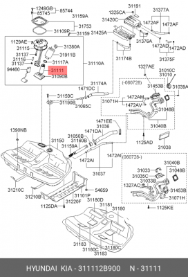 Насос топливный HYUNDAI Santa Fe,Sonata NF,i30,Tucson (06-) OE 311112B900 HYUNDAI KIA