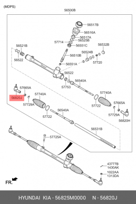 Наконечник рулевой тяги HYUNDAI Creta (16-) правый OE 56825M0000 HYUNDAI KIA