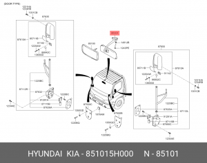 Зеркало салонное HYUNDAI HD65,72,78 OE 851015H000 HYUNDAI KIA